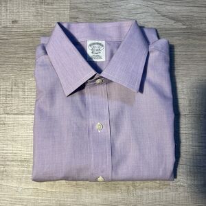 Brooks Brothers Dress Shirt Mens 16.5-32 Purple Non Iron Supima Long Sleeve